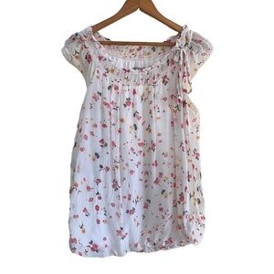 Tendenze Silk Floral Tunic Blouse Short Sleeve Women Size Small Made in Italy